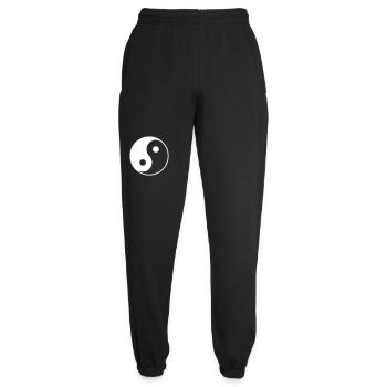 Yin Yang Graphic Print With White Half - Unisex Joggers - black - Front - AI Model Female 172 light (172cm)
