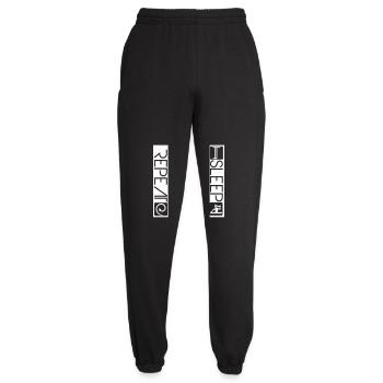 Eat Sleep Rave Repeat Essen Schlafen Raven Spruch - Unisex Jogginghose - Schwarz - Vorne - AI Model Female 172 light (172cm)