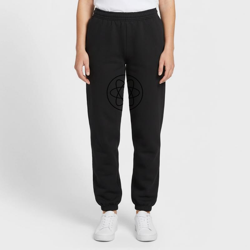 atom symbol researcher science laboratory circle logo Unisex Joggers