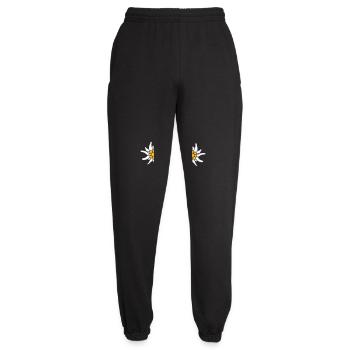 Weiße Alpen Edelweiß Blume Bergblume Berge Wandern - Unisex Jogginghose - Schwarz - Vorne - AI Model Female 172 light (172cm)