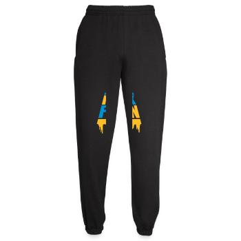 puck futin logo design - Unisex Joggers - black - Front - AI Model Female 172 light (172cm)