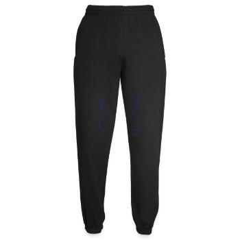 2 chats mangeant des saucisses Couple mangeant des saucisses à la bouche - Pantalon de jogging unisexe - noir - Devant - AI Model Female 172 light (172cm)