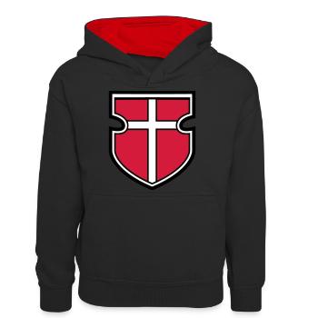 wappen schild ritter kreuzritter kreuzzug kreuz go - Teenager Kontrast-Hoodie - Schwarz/Rot - Vorne