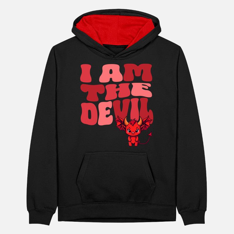 Devil Little Devil Devil Devil Woman Devil Guy Teenager Contrast Hoodie