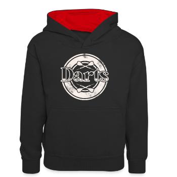 Dart Darten Darts - Teenager Kontrast-Hoodie - Schwarz/Rot - Vorne