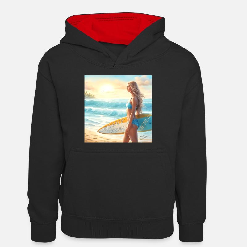Fille Action Surf Point Break 2 - Sweat à capuche contrasté Ado - noir/rouge