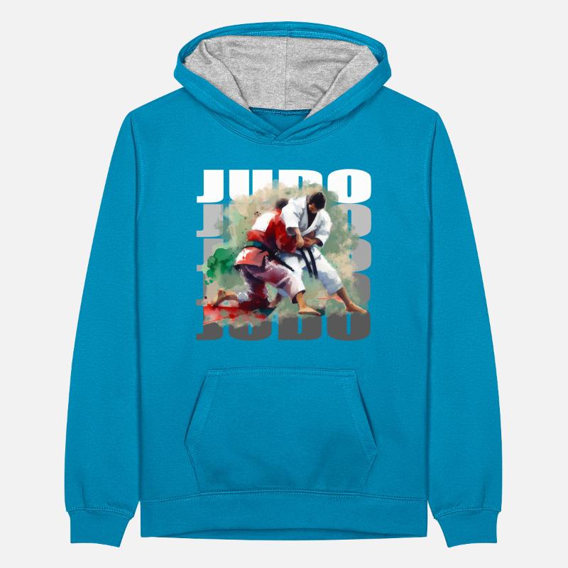 Judo Felpa con cappuccio in contrasto cromatico per ragazzi