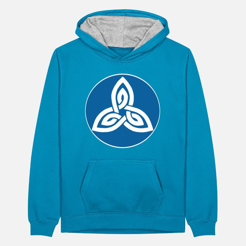 Fleur celte bleu Sweat à capuche contrasté Ado