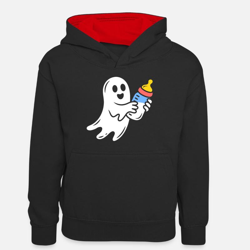 Fantôme câlin avec flacon - Sweat à capuche contrasté Ado - noir/rouge