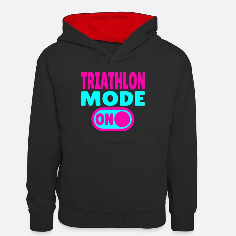 Mode triathlon ACTIVÉ - Course cycliste de natation - Sweat à capuche contrasté Ado - noir/rouge