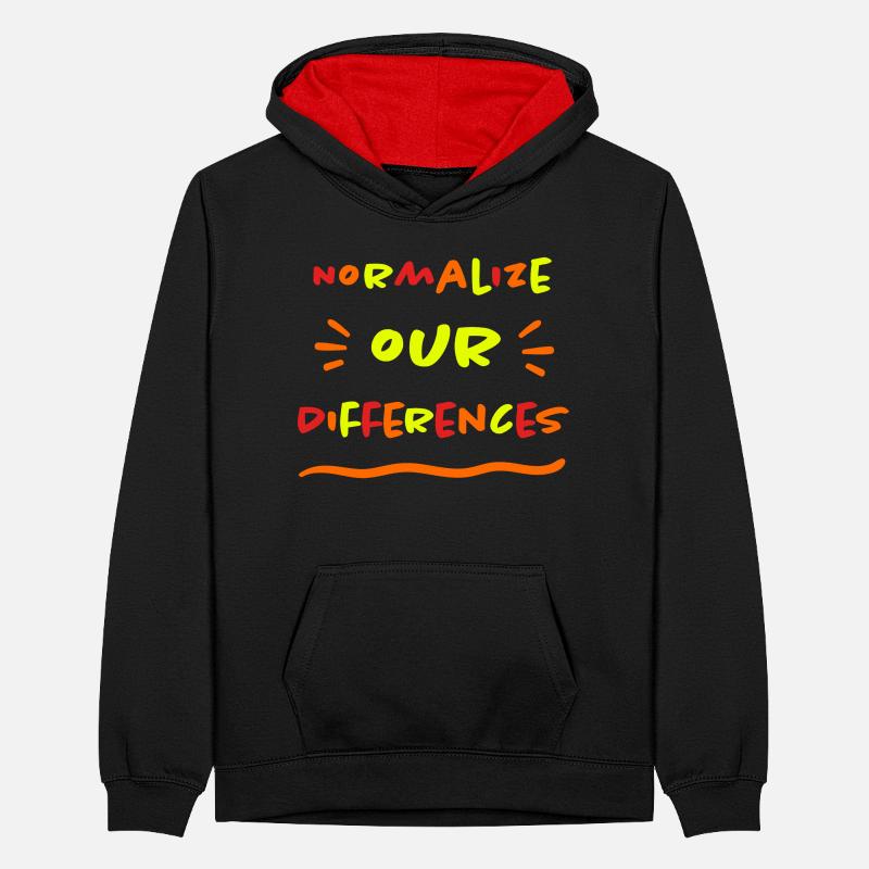 Normalize our Differences - Inklusion - neon Teenager Kontrast-Hoodie