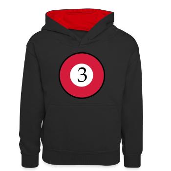 Billard - Teenager Kontrast-Hoodie - Schwarz/Rot - Vorne