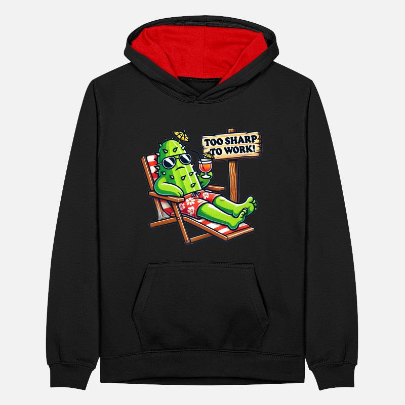 Too Sharp to Work 🌵😎 Teenager Contrast Hoodie