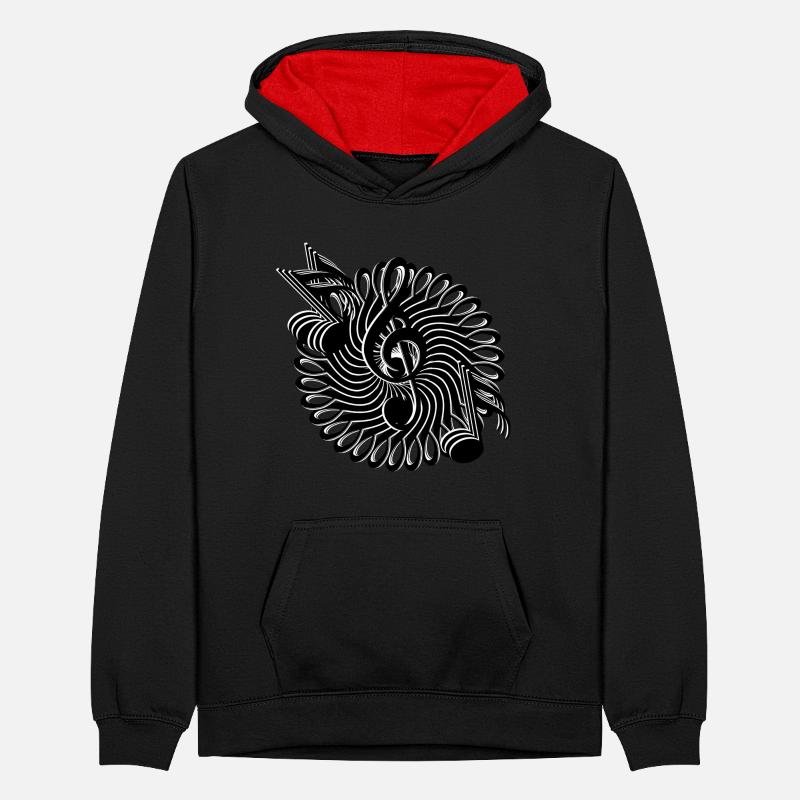 Note keys and notes pattern Teenager Contrast Hoodie