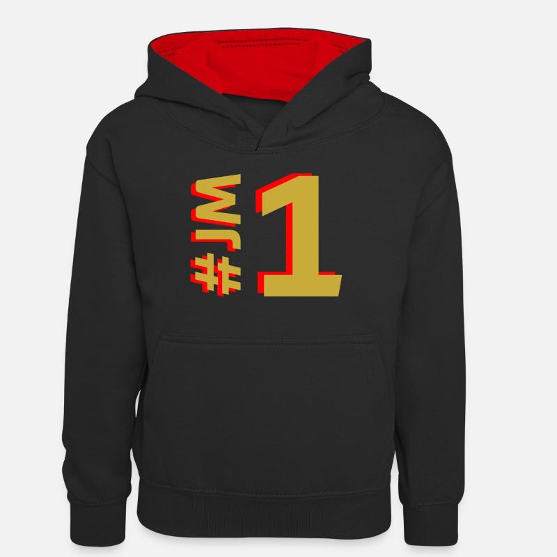 JM1 - Sweat à capuche contrasté Ado - noir/rouge