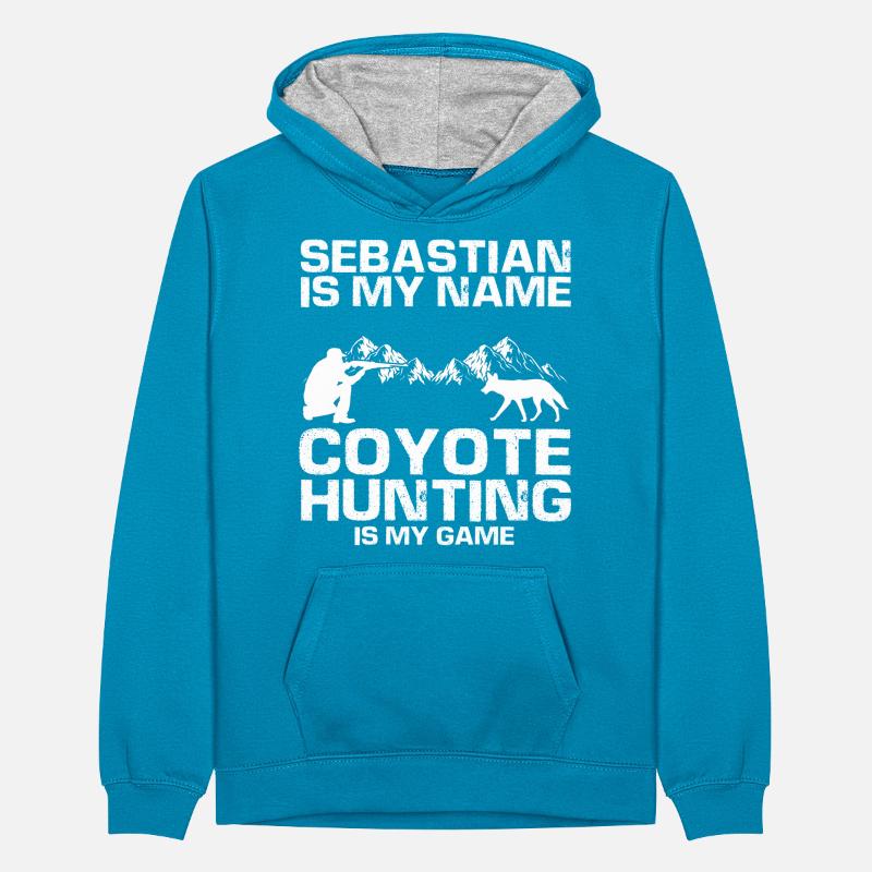 Capture de coyotes et conception de chasseur de coyotes Sweat à capuche contrasté Ado