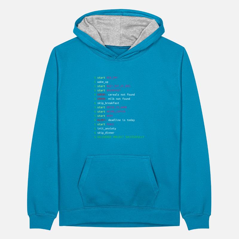Journée dans la vie d'un programmeur | Coding Geek Gift Sweat à capuche contrasté Ado