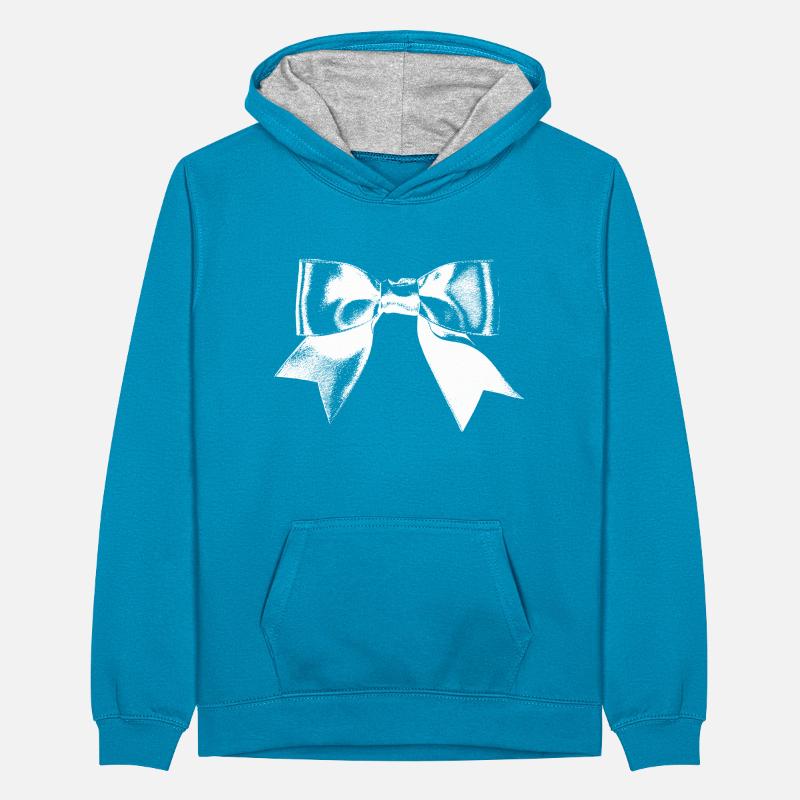 Retro Bow Illustration Teenager Contrast Hoodie