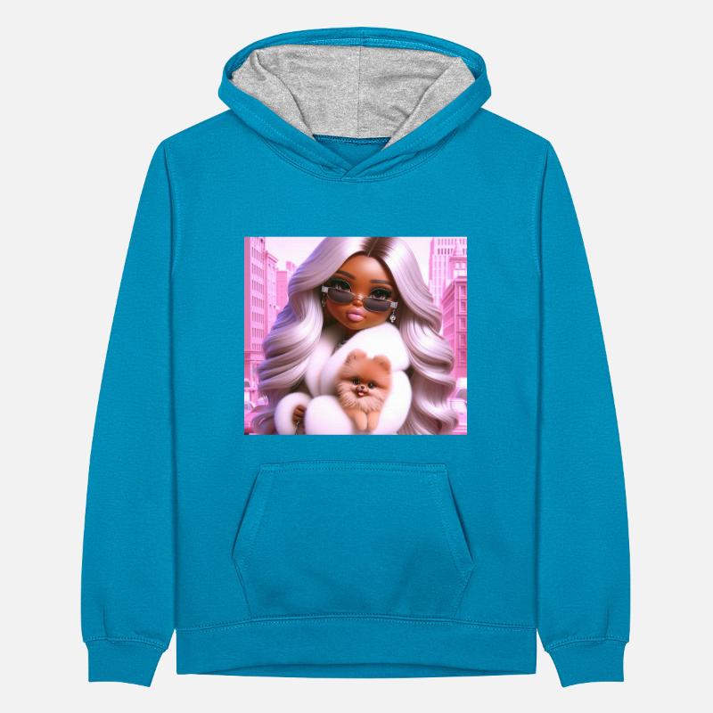Lady Teenager Contrast Hoodie