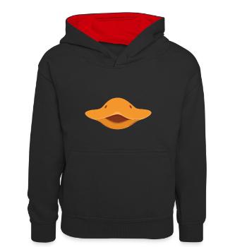 Entenschnabel Mundschutz - Teenager Kontrast-Hoodie - Schwarz/Rot - Vorne