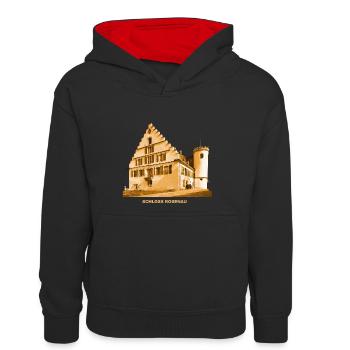 Rosenau Schloss Coburg Rödental Oberfranken Bayern - Teenager Kontrast-Hoodie - Schwarz/Rot - Vorne