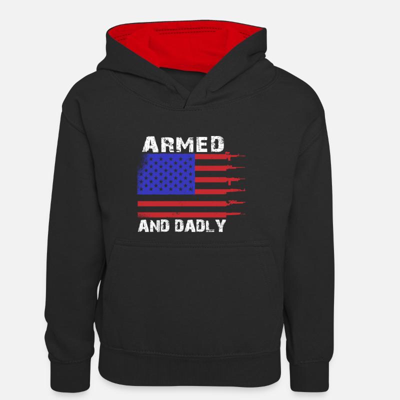Pères paternels armés et paternels - Sweat à capuche contrasté Ado - noir/rouge