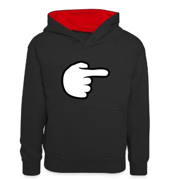 hand comic cartoon zeigen zeigefinger weg rechts l - Teenager Kontrast-Hoodie - Schwarz/Rot - Vorne