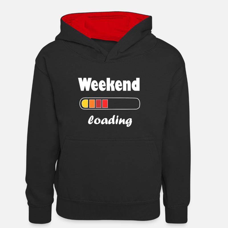 Chargement le week-end - Sweat à capuche contrasté Ado - noir/rouge
