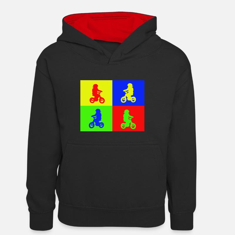 Biker Junior Pop Art Couleur - Sweat à capuche contrasté Ado - noir/rouge