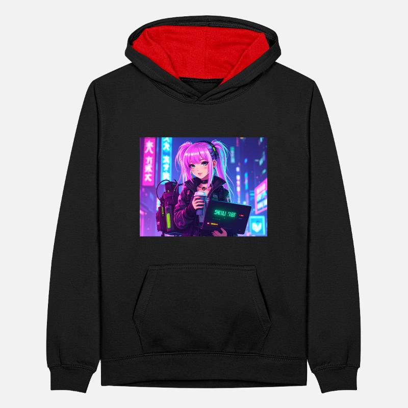 Pink Coder Girl – Skill: cute & stylisch Teenager Kontrast-Hoodie