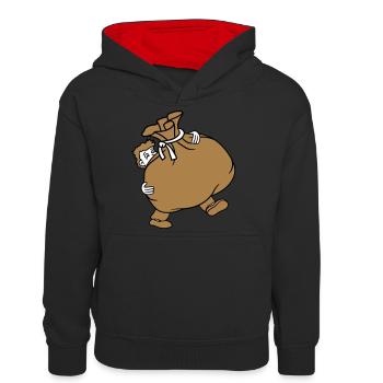 muell umzug transportieren schwer tragengeldsack b - Teenager Kontrast-Hoodie - Schwarz/Rot - Vorne