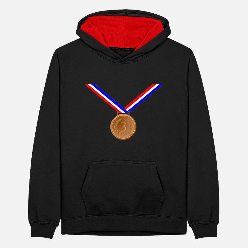 Bronze Medal 3rd Teenager Contrast Hoodie