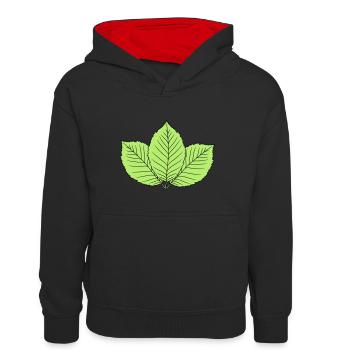 3 leaves beech leaf tree plant shape clip art d - Teenager Contrast Hoodie - black/red - Front
