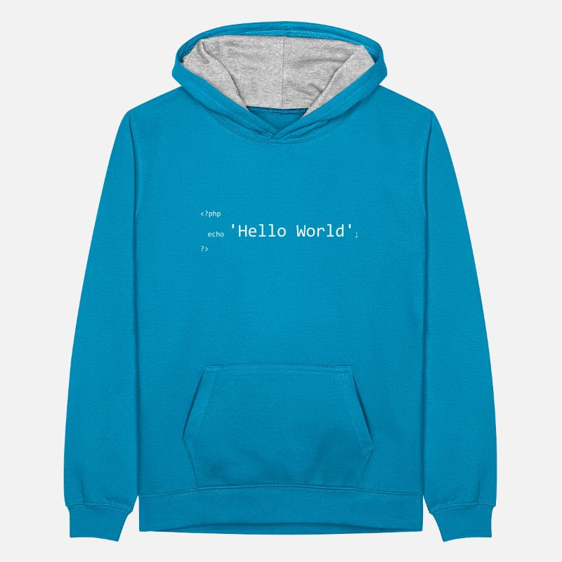 PHP Hello World Teenager Kontrast-Hoodie