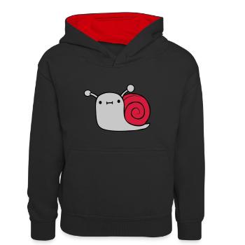 Petit escargot sucré - Sweat à capuche contrasté Ado - noir/rouge - Devant