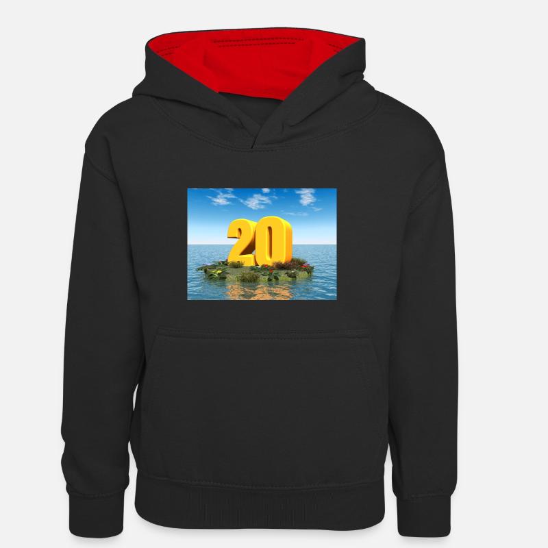 Année 20 - Sweat à capuche contrasté Ado - noir/rouge