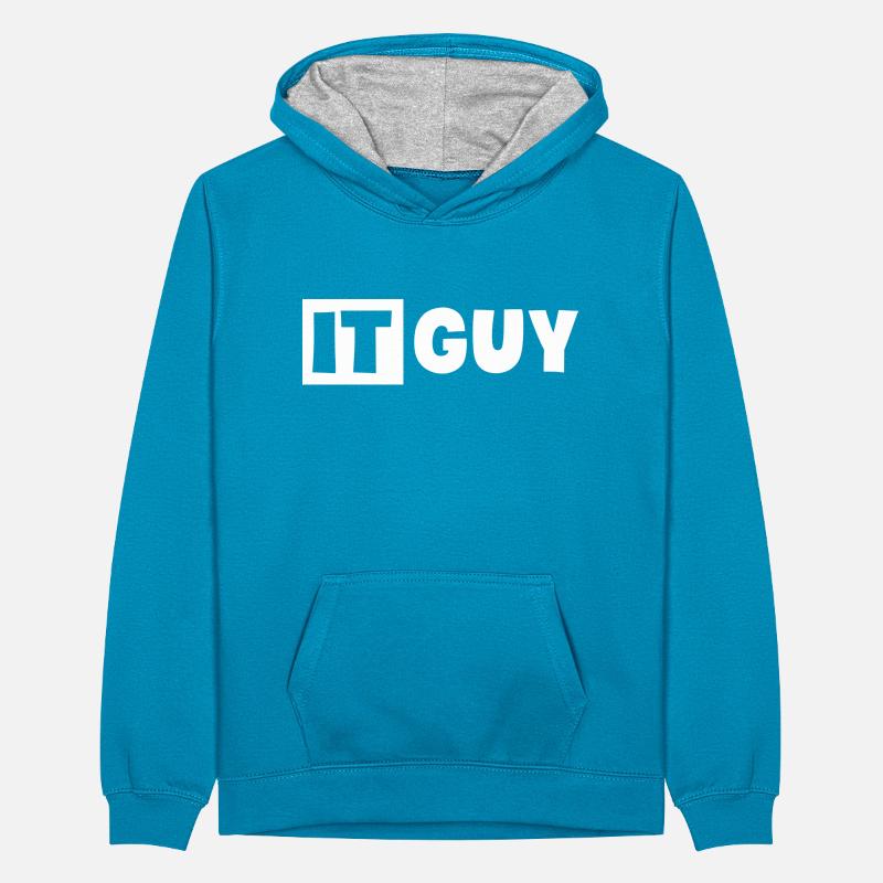 IT Guy Funny Information Technology Tech Desktop Teenager Contrast Hoodie
