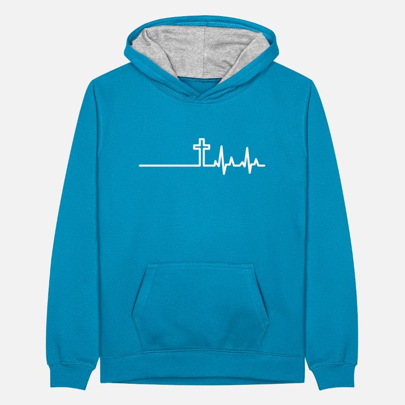Herzfrequenz Geschenkidee Teenager Kontrast-Hoodie