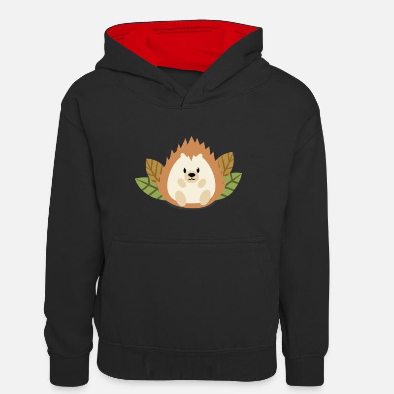 Hérisson - Sweat à capuche contrasté Ado - noir/rouge