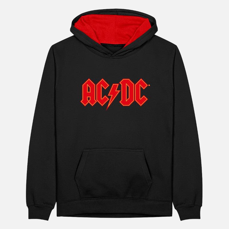 AC/DC Logo Rouge Éclair Sweat à capuche contrasté Ado