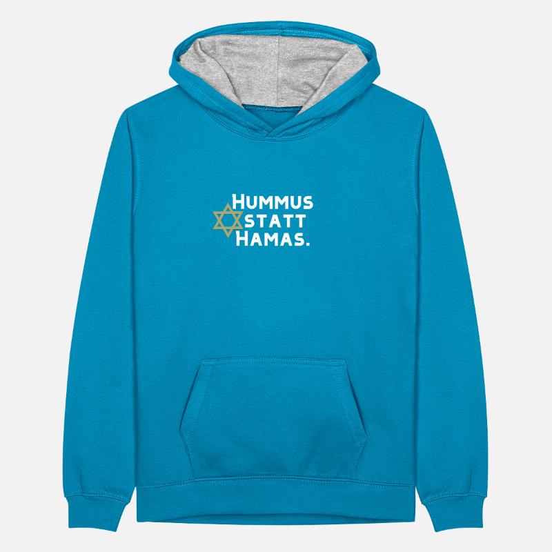 Hummus statt Hamas. Teenager Kontrast-Hoodie