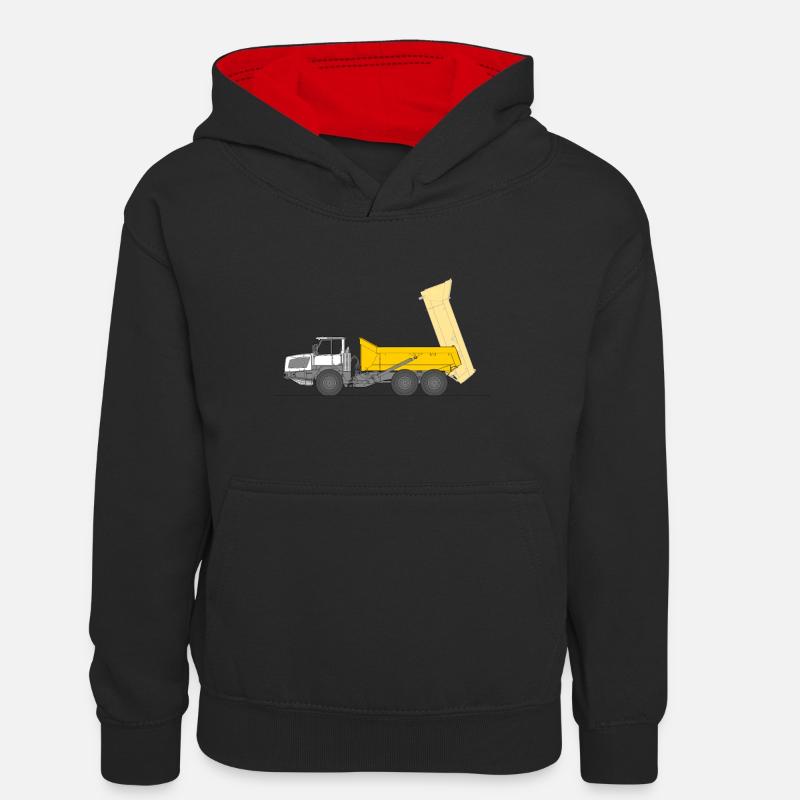 Benne à mâchoires pliée - Sweat à capuche contrasté Ado - noir/rouge