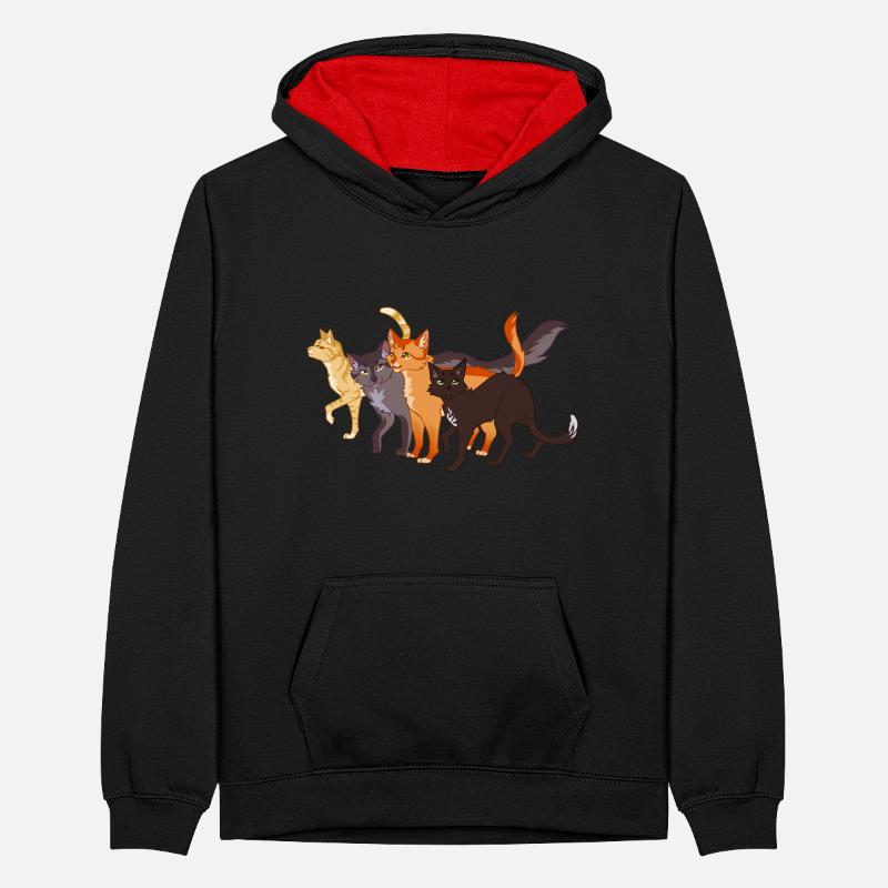 Warrior Cats Feuerstern Firestar Greystripe Katze Teenager Kontrast-Hoodie