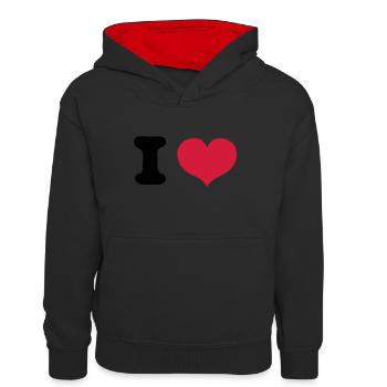 i love - Sweat à capuche contrasté Ado - noir/rouge - Devant