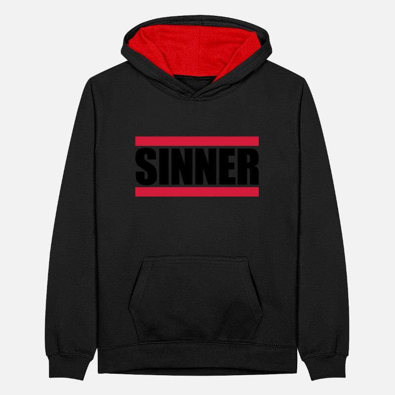 Logo texte pécheur Sweat à capuche contrasté Ado