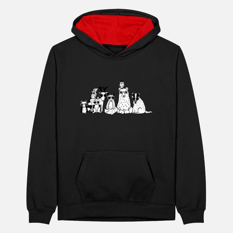 Cool animals from the forest Teenager Contrast Hoodie