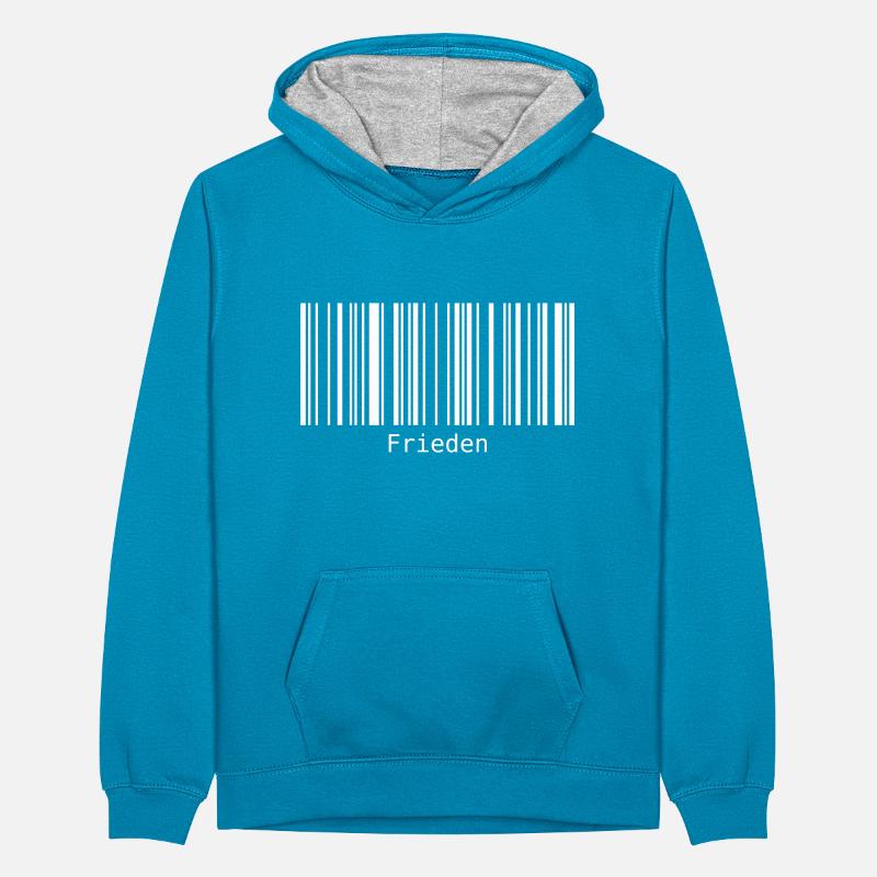 Frieden Barcode Friedenszeichen Strichcode Symbol Teenager Kontrast-Hoodie