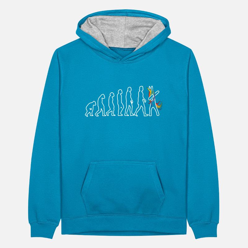 Evolution Einhorn dabbend Teenager Kontrast-Hoodie