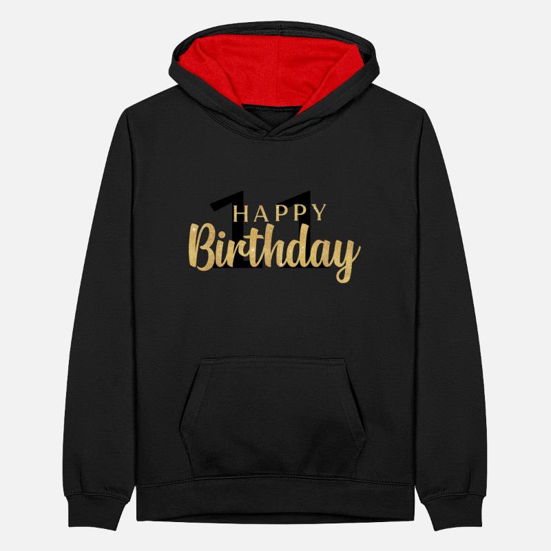 Buon compleanno 11 Felpa con cappuccio in contrasto cromatico per ragazzi