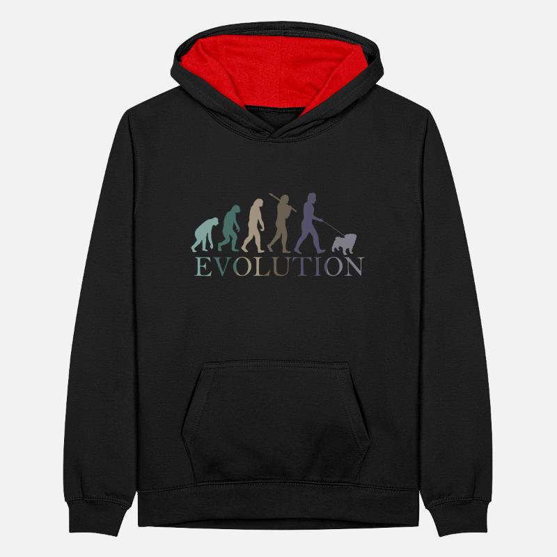 DIE EVOLUTION DES MOPSES Teenager Kontrast-Hoodie